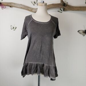 Danielle distressed wash black drop waist tee